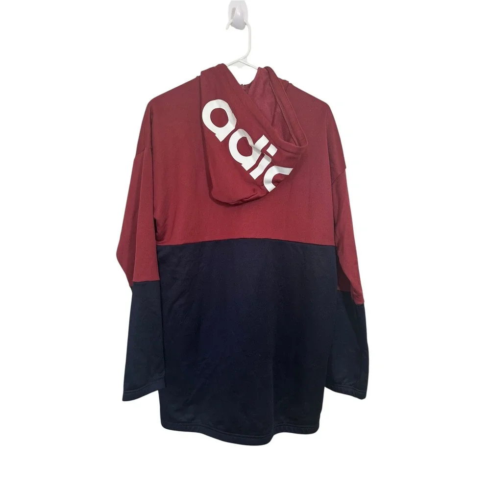 Adidas Mens Quarter Zip Hoodie Burgundy Navy Colorblock GD9027 Large